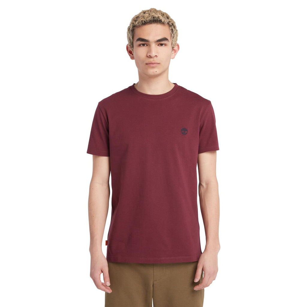 Футболка Timberland T-Shirt Dunstan River Jersey Crew Neck Slim бордовая  фото 4