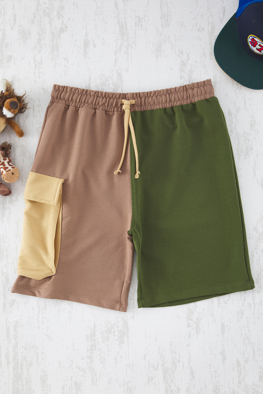 Lacivert Erkek Cocuk Pamuklu Renk Bloklu Beli Lastikli Orme Sort & Bermuda TKDSS25SR00001 - Trendyolmilla фото 3