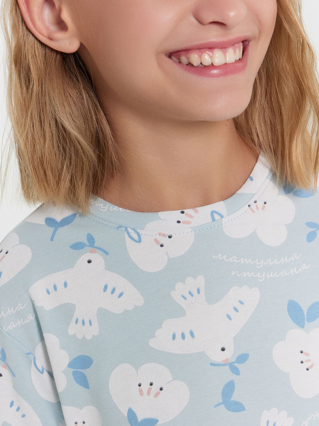 Комплект для девочек (джемпер, брюки) голубой с птицами - Mark formelle фото 6