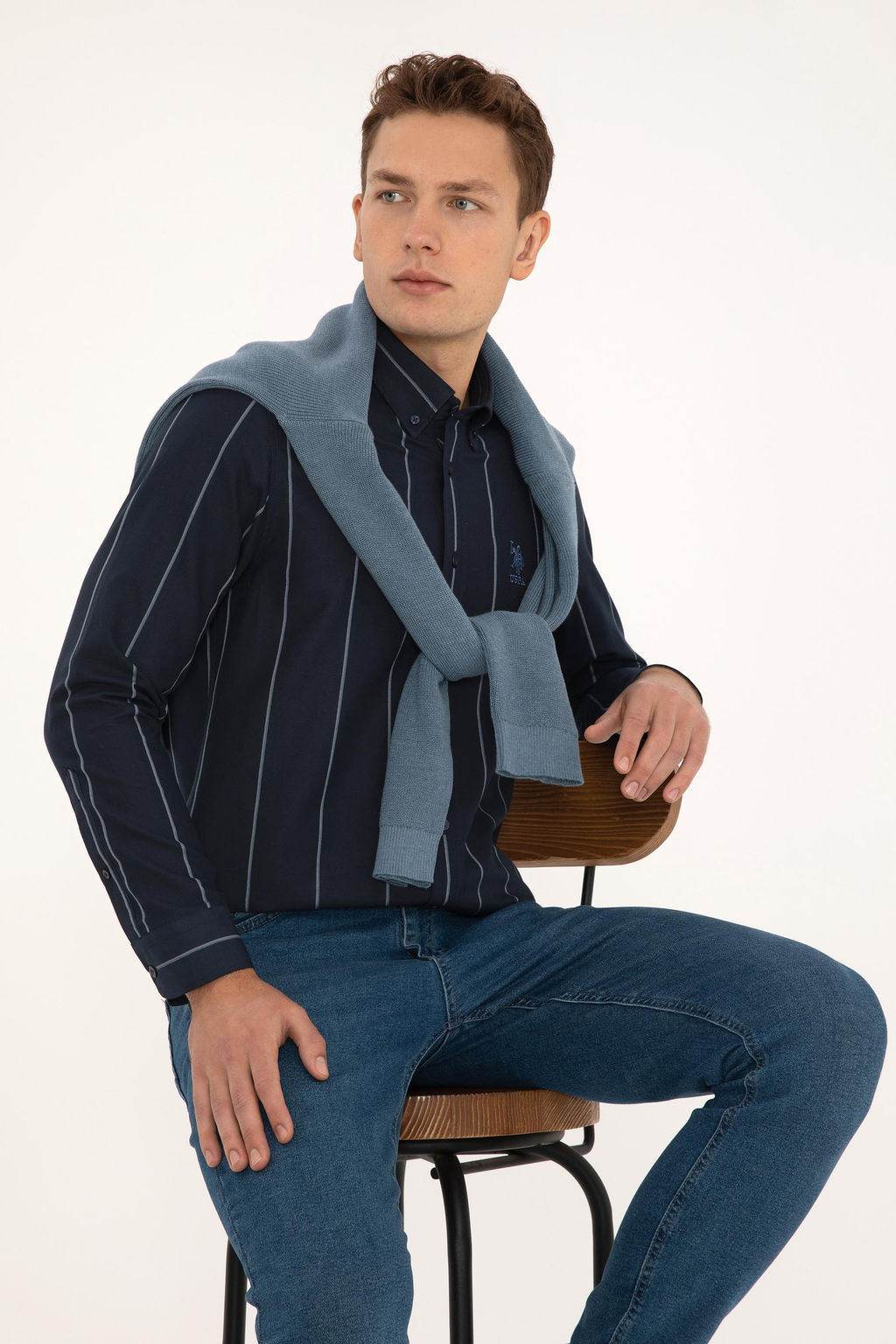 Erkek Lacivert Uzun Kollu G_mlek