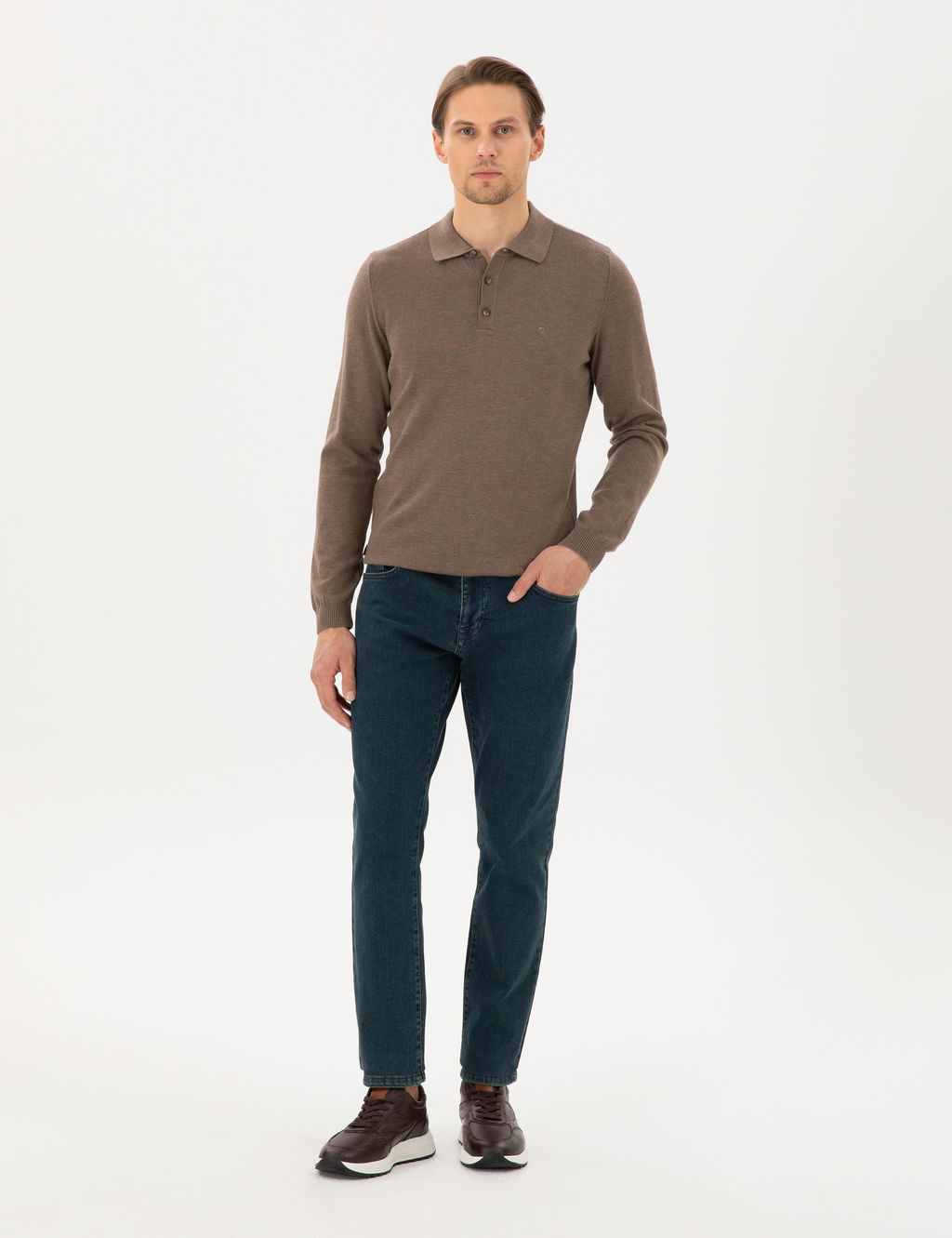 Vizon Melanj Slim Fit Polo Yaka Basic Triko Kazak - Pierre cardin фото 4