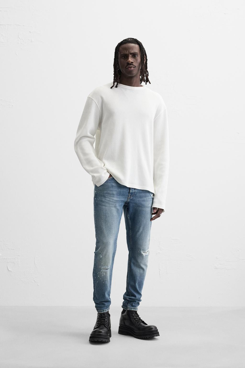 RIPPED SKINNY JEANS WITH PAINT SPLATTER - Zara фото 18