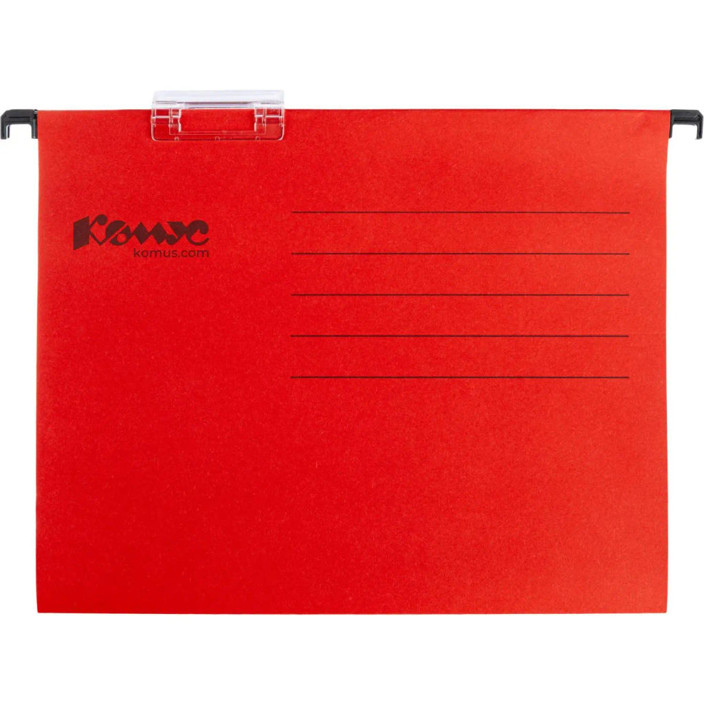 Папка подвесная регистратура Комус красная Foolscap, 25 шт  фото 2