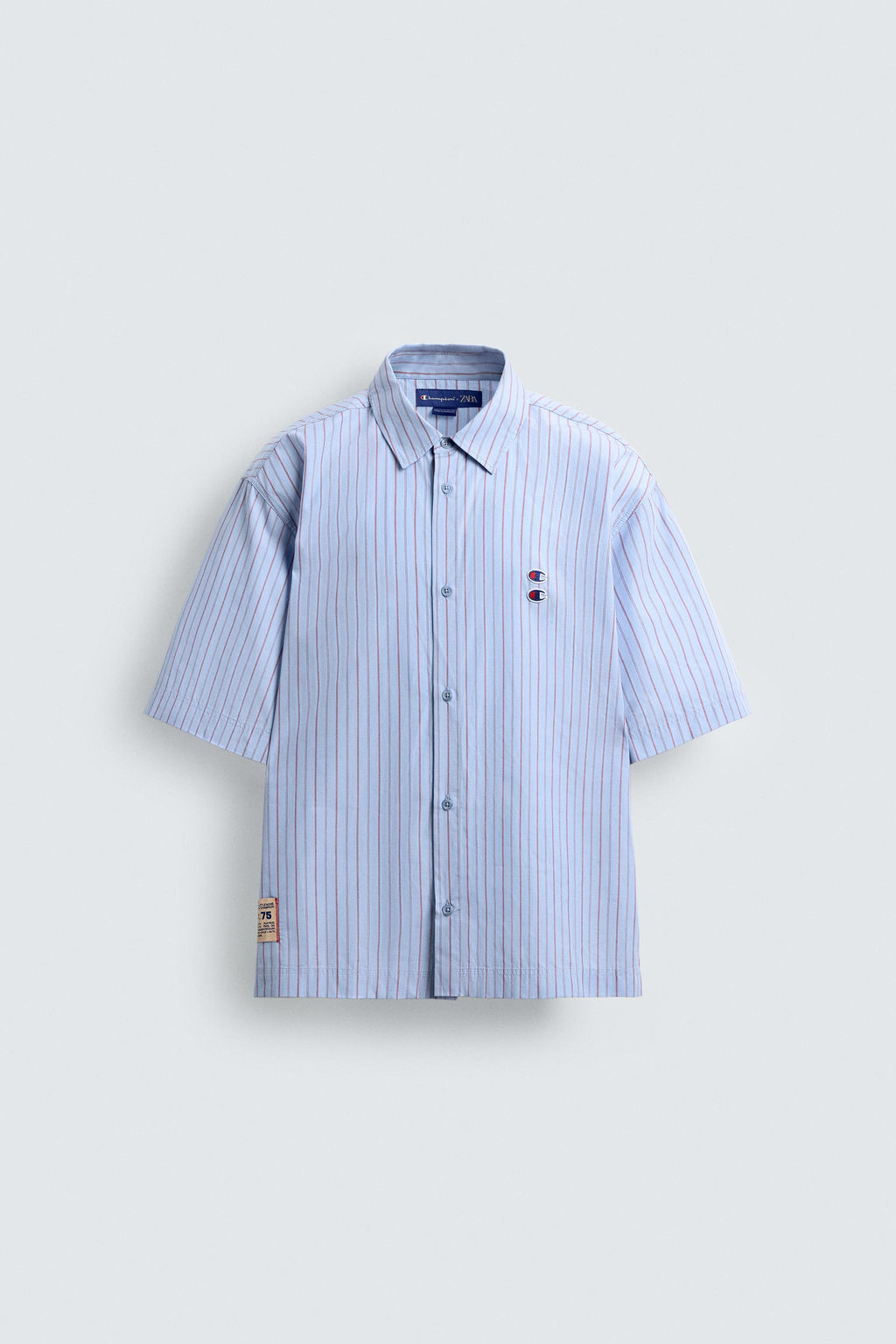 STRIPED SHIRT WITH PATCHES CHAMPION ® X ZARA  фото 7