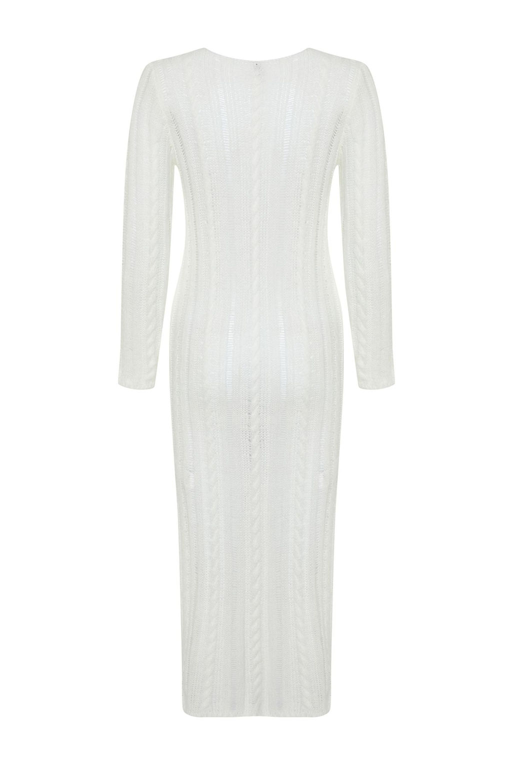 Ekru Yumusak Dokulu Gevsek Orgu Detayl? Triko Maxi Elbise TWOSS24EL00904 - Trendyolmilla фото 9