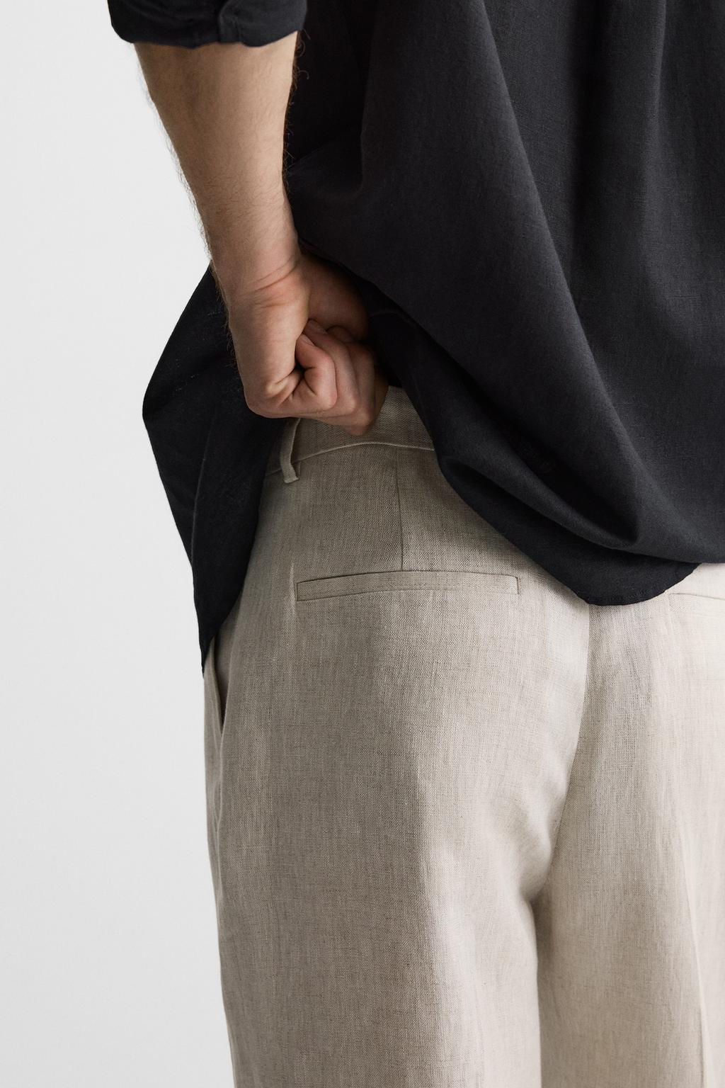100% LINEN PLEATED TROUSERS - Zara фото 16