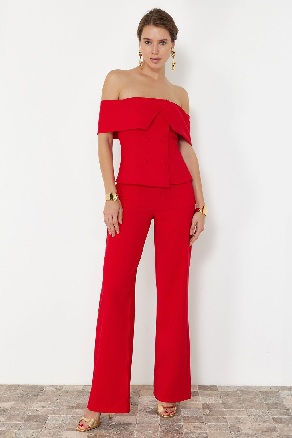 K?rm?z? Dokuma S?k Alt-Ust Tak?m TPRSS24AU00000 - Trendyolmilla фото 2