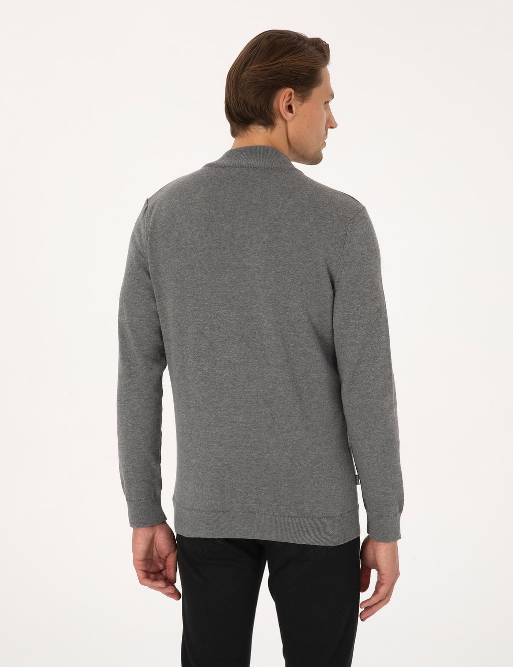 Gri Melanj Slim Fit Fermuarl_ Triko H_rka - Pierre cardin фото 5