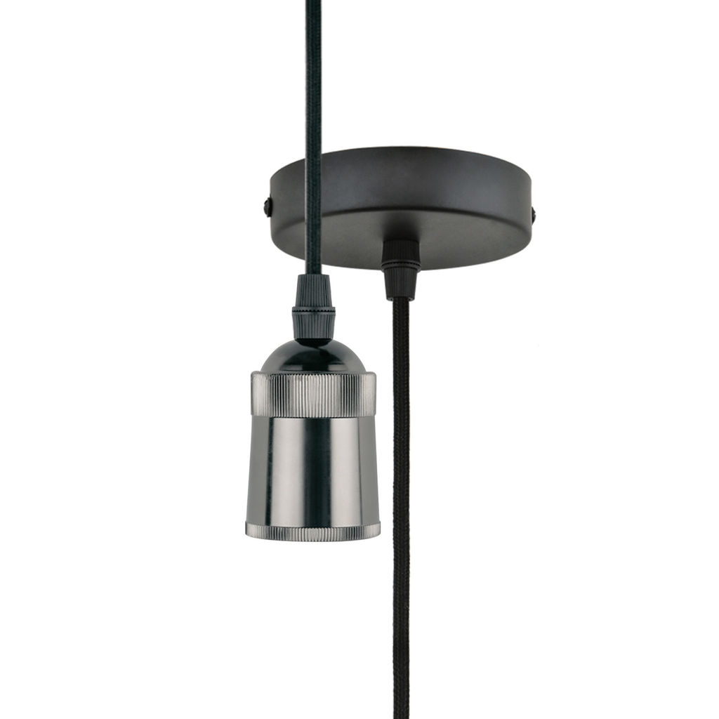 DLC-T-S31/E27 TS/1M/BL PEARL BLACK Патрон декоративный, серия Techno, с проводом (1м) и креплением. Материал алюминий. Цвет черный жемчуг. ТМ Uniel. - Volpe фото 2