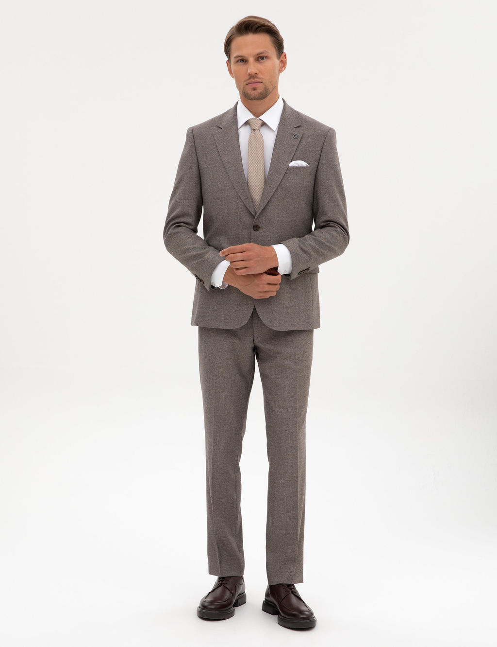 A__k Kahverengi Slim Fit Tak_m Elbise
