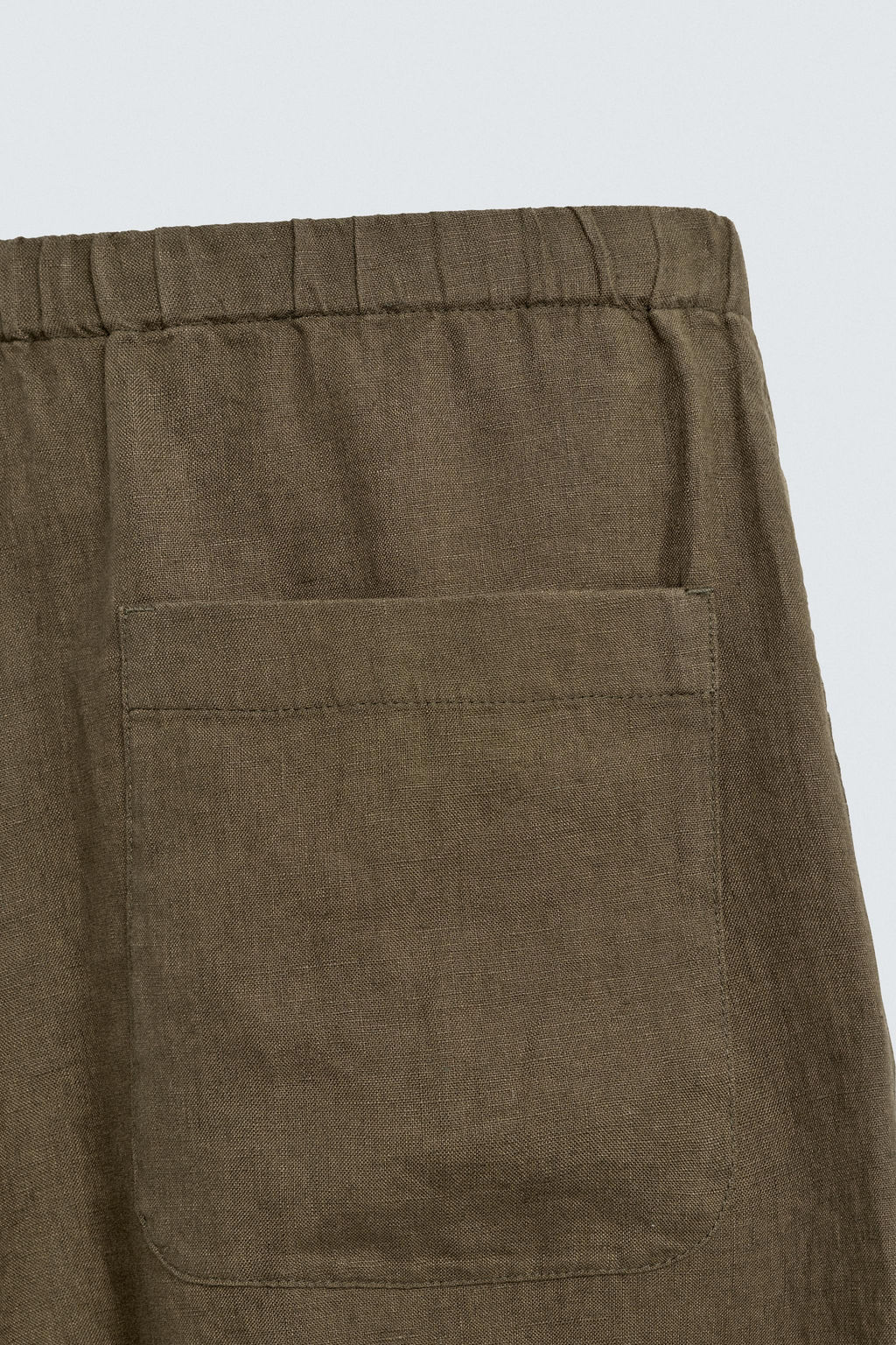 PANTAL?N RELAXED FIT 100% LINO / Khaki oscuro