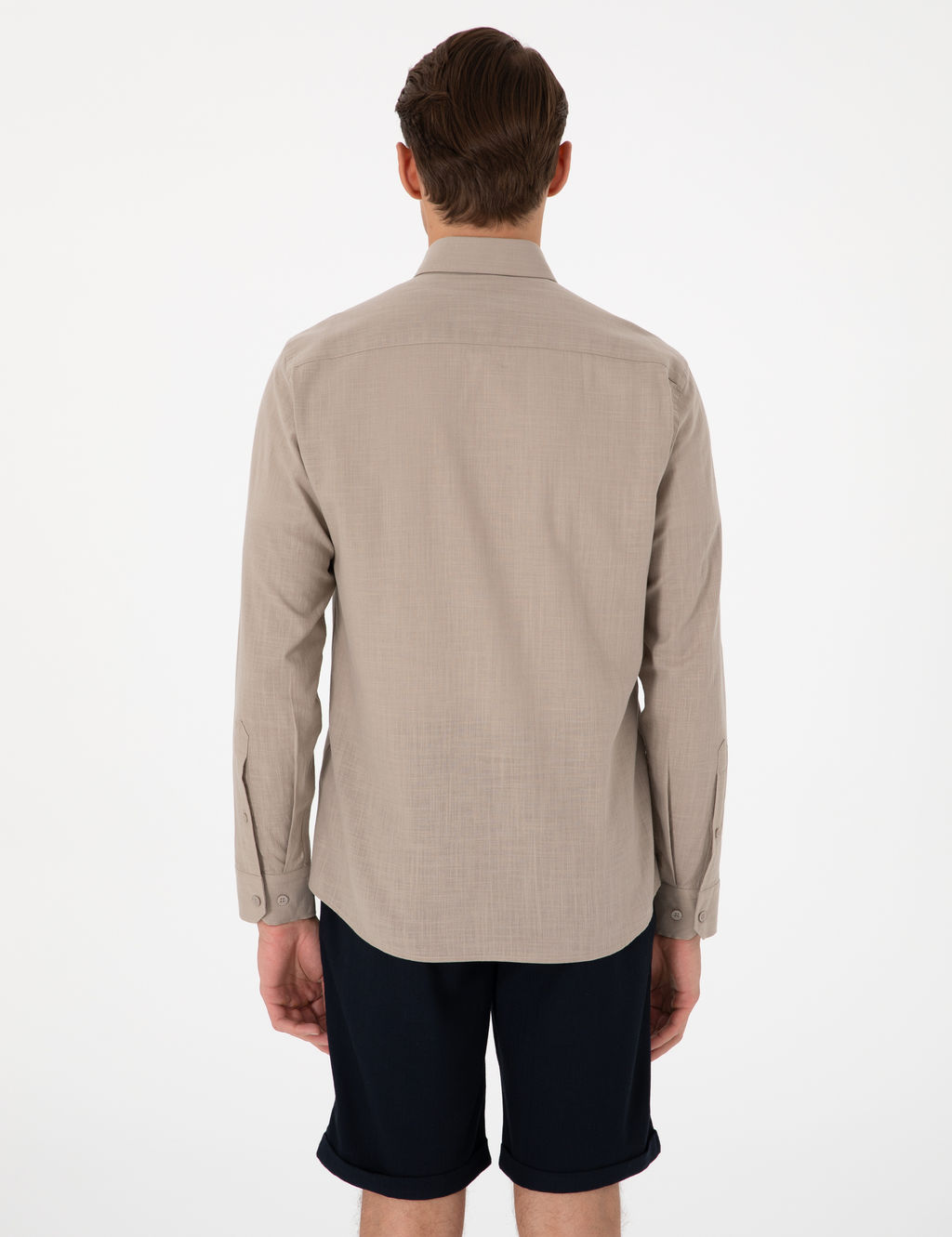 Vizon Keten G_r_n_ml_ Slim Fit Uzun Kollu G_mlek