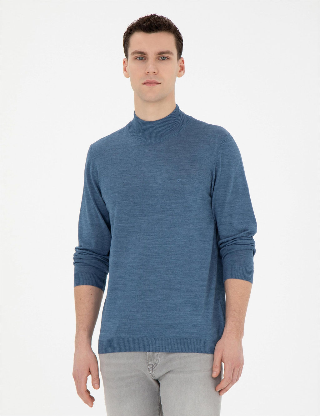 Mavi Slim Fit Yar_m Bal_k__ Yaka Y_n Kar___ml_ Basic Triko Kazak - Pierre cardin фото 3