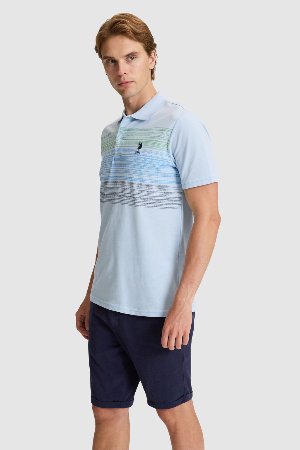 Erkek A__k Mavi Regular Fit Polo Yaka Ti__rt - U.s. polo assn фото 3