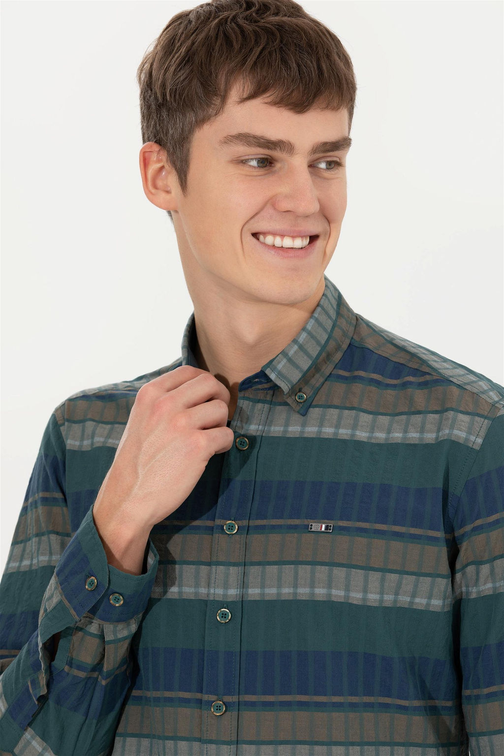 U. S. Polo Assn / Мужская зеленая рубашка с длинным рукавом - U.s. polo assn фото 10