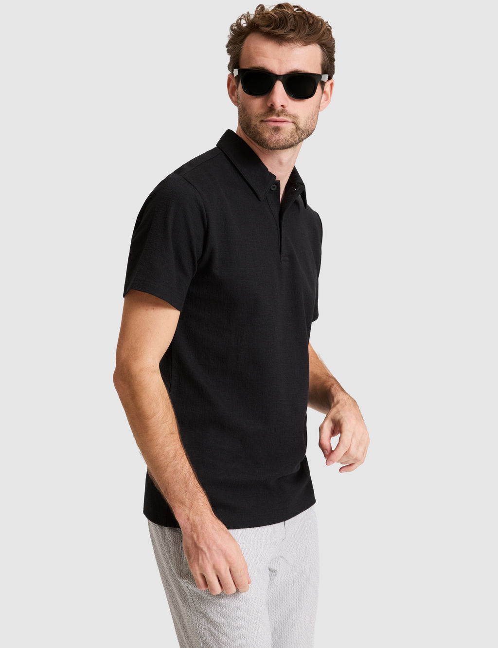 Siyah Slim Fit Polo Yaka Ti__rt
