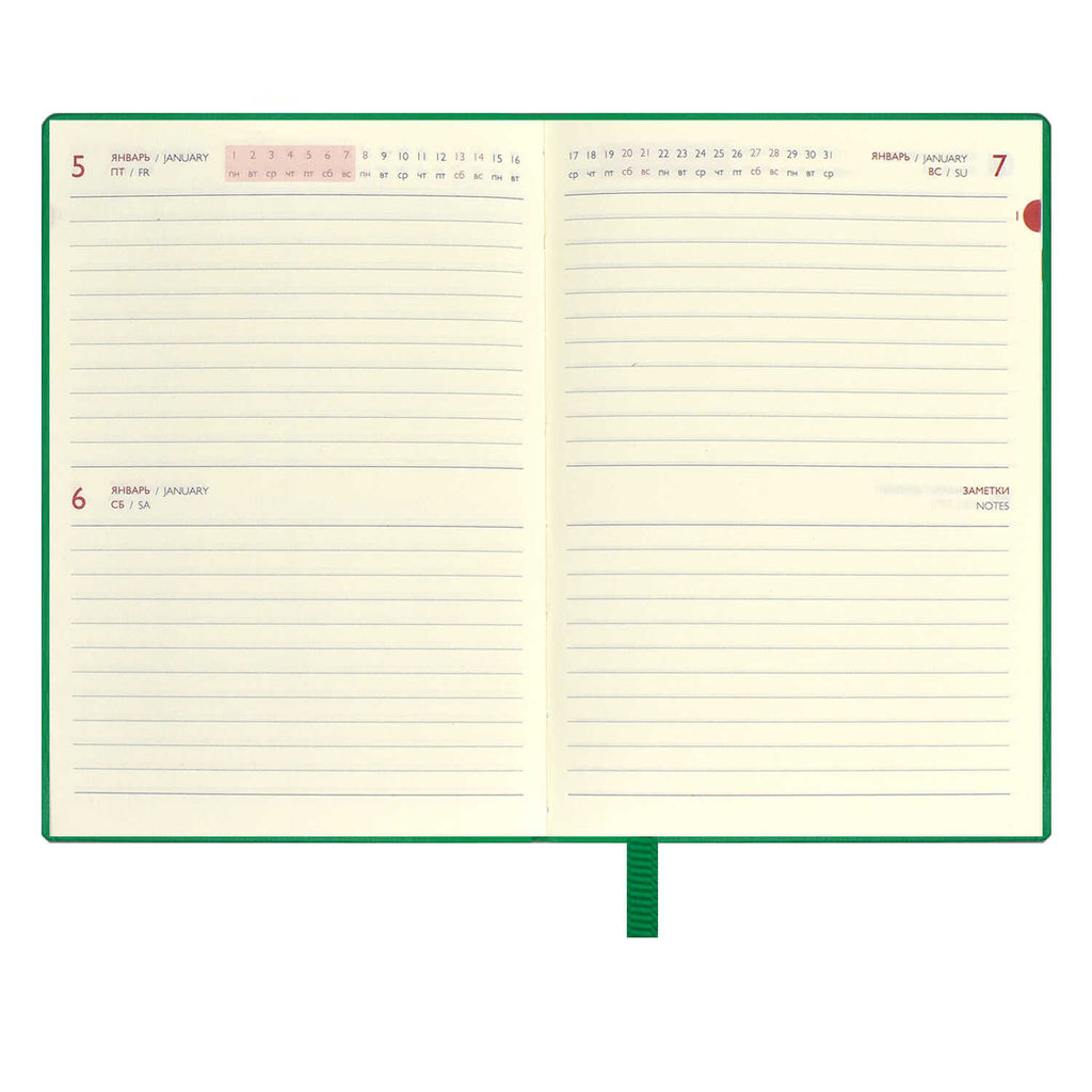 Ежедневник датированный 2024 ESCALADA, А6, 120 л., арт. 63830/ 20 ШЕВРЕТ ЭКСТРА ЗЕЛЁНЫЙ  фото 7