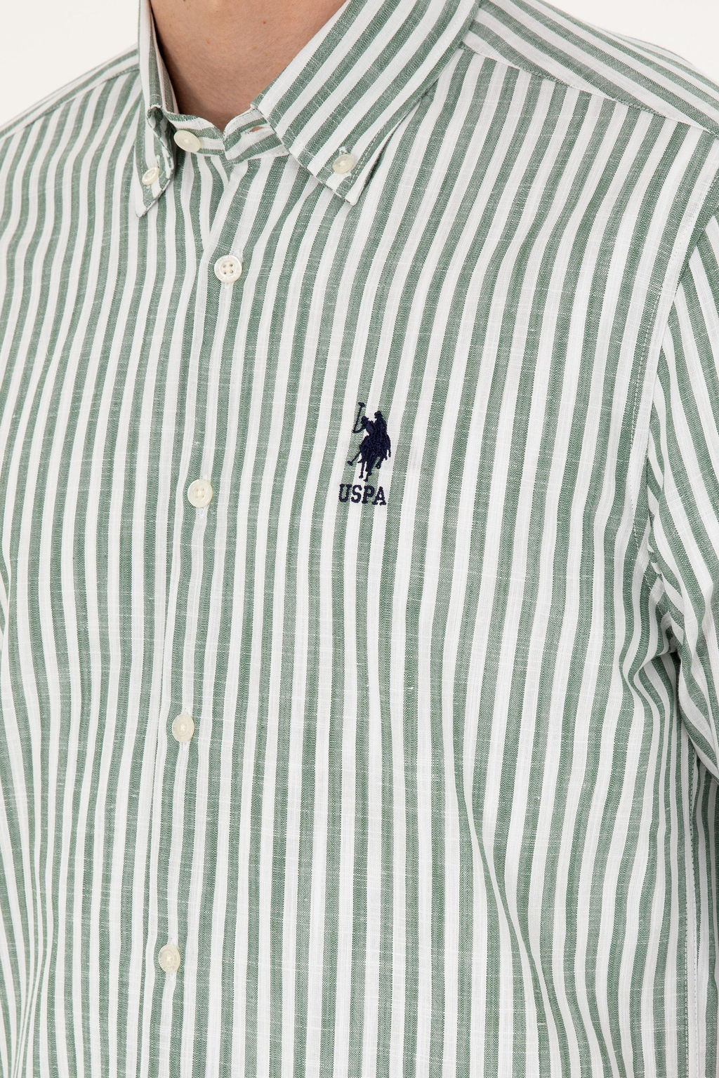 U. S. Polo Assn / Мужская рубашка цвета хаки с длинным рукавом - U.s. polo assn фото 7