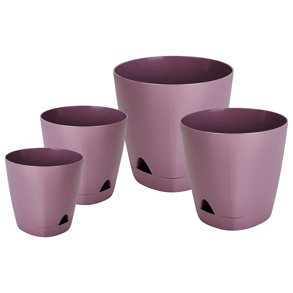 Ingreen Горшок для цветов пластмассовый Amsterdam 2,5л, д17см, h16см, с прикорневым поливом, морозная слива (Россия) - Домашняя мода фото 4