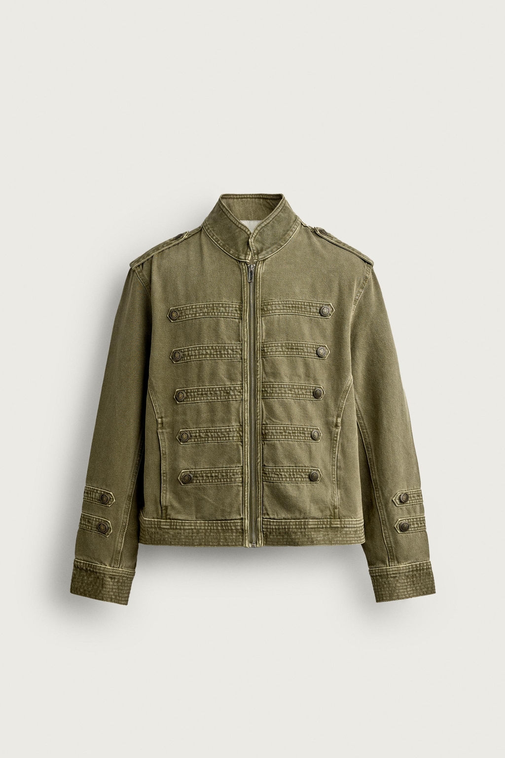 CHAQUETA DENIM CROPPED FIT BOTONES / Khaki - Zara фото 7