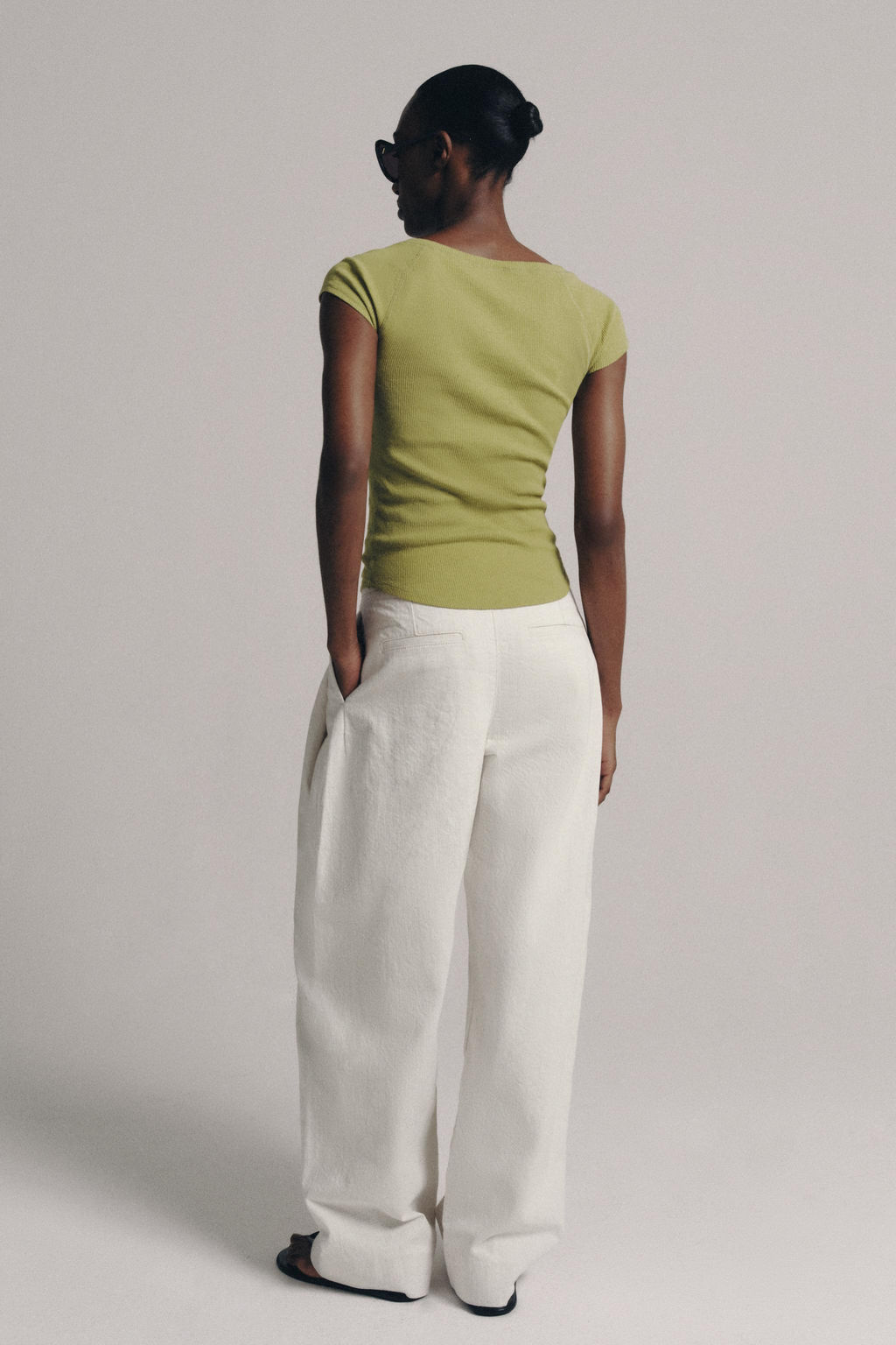 CAMISETA BOTONES CON LINO / Pistacho - Zara фото 3