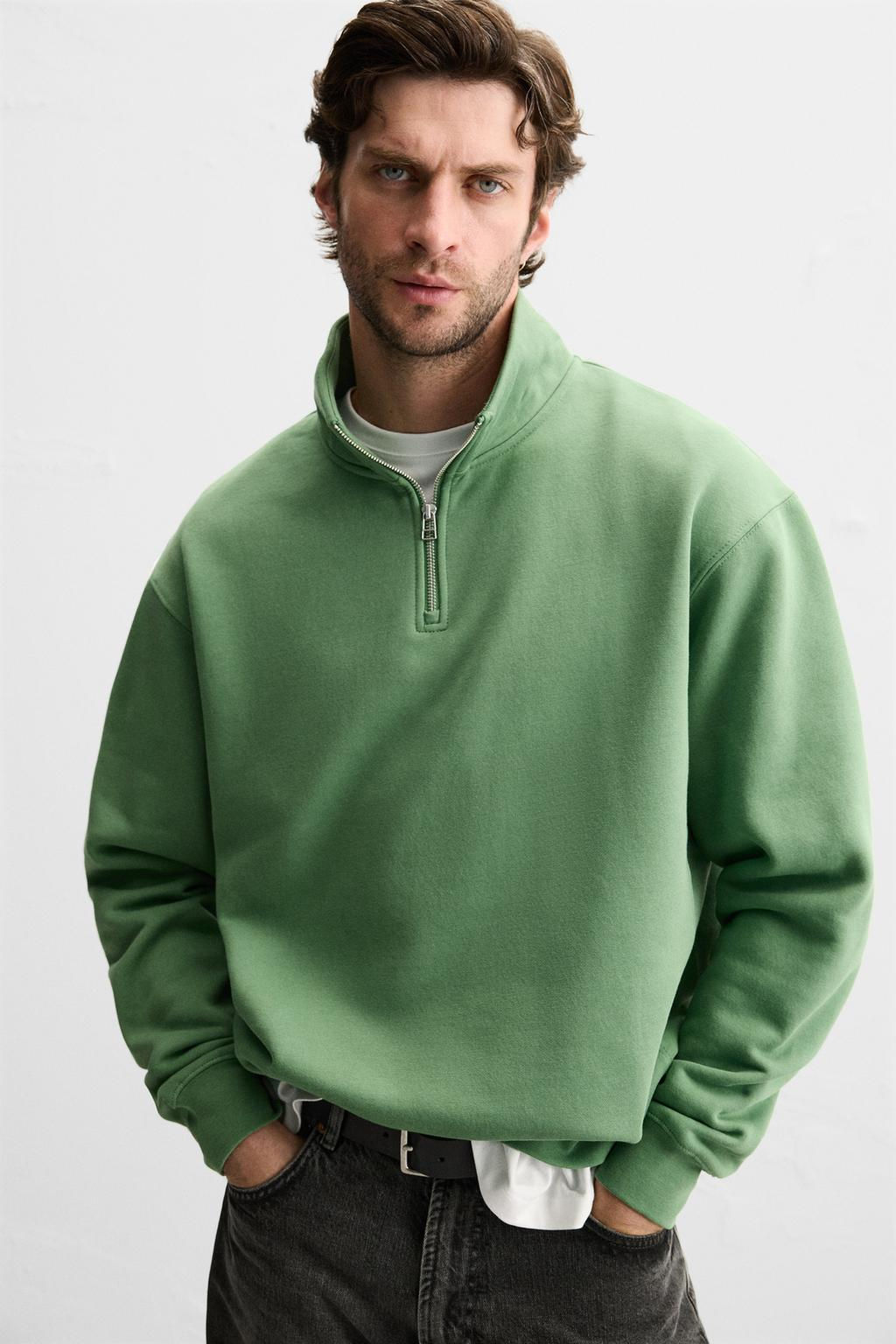 BASIC QUARTER ZIP SWEATSHIRT - Zara фото 47