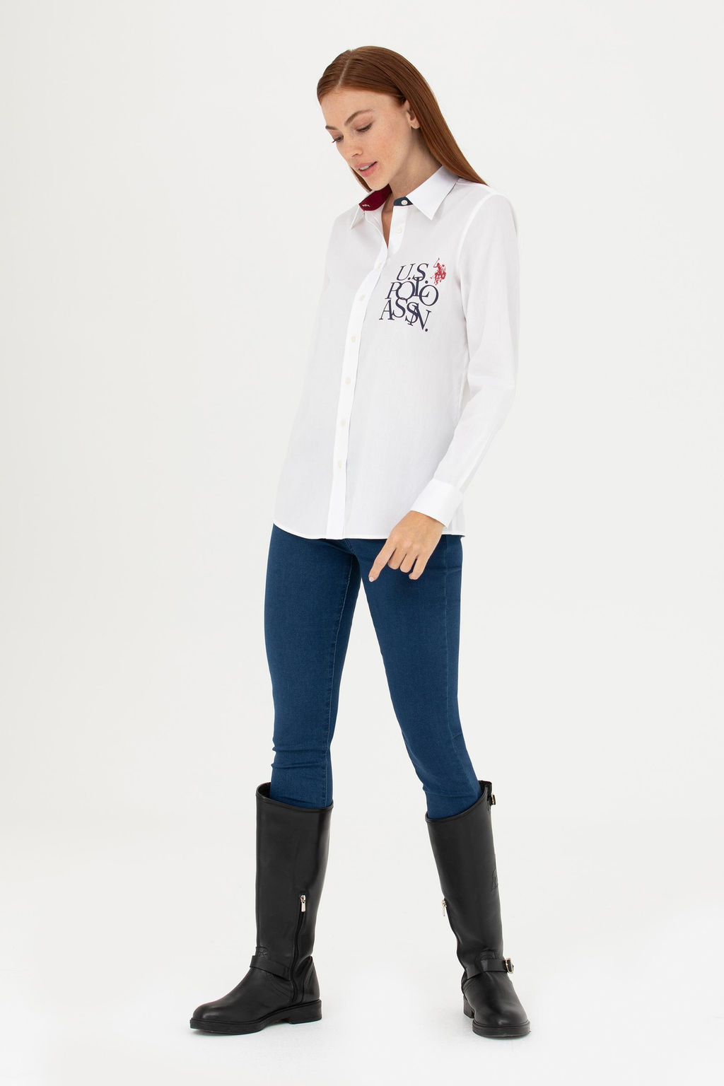 Женская белая рубашка с длинным рукавом - U.s. polo assn фото 18