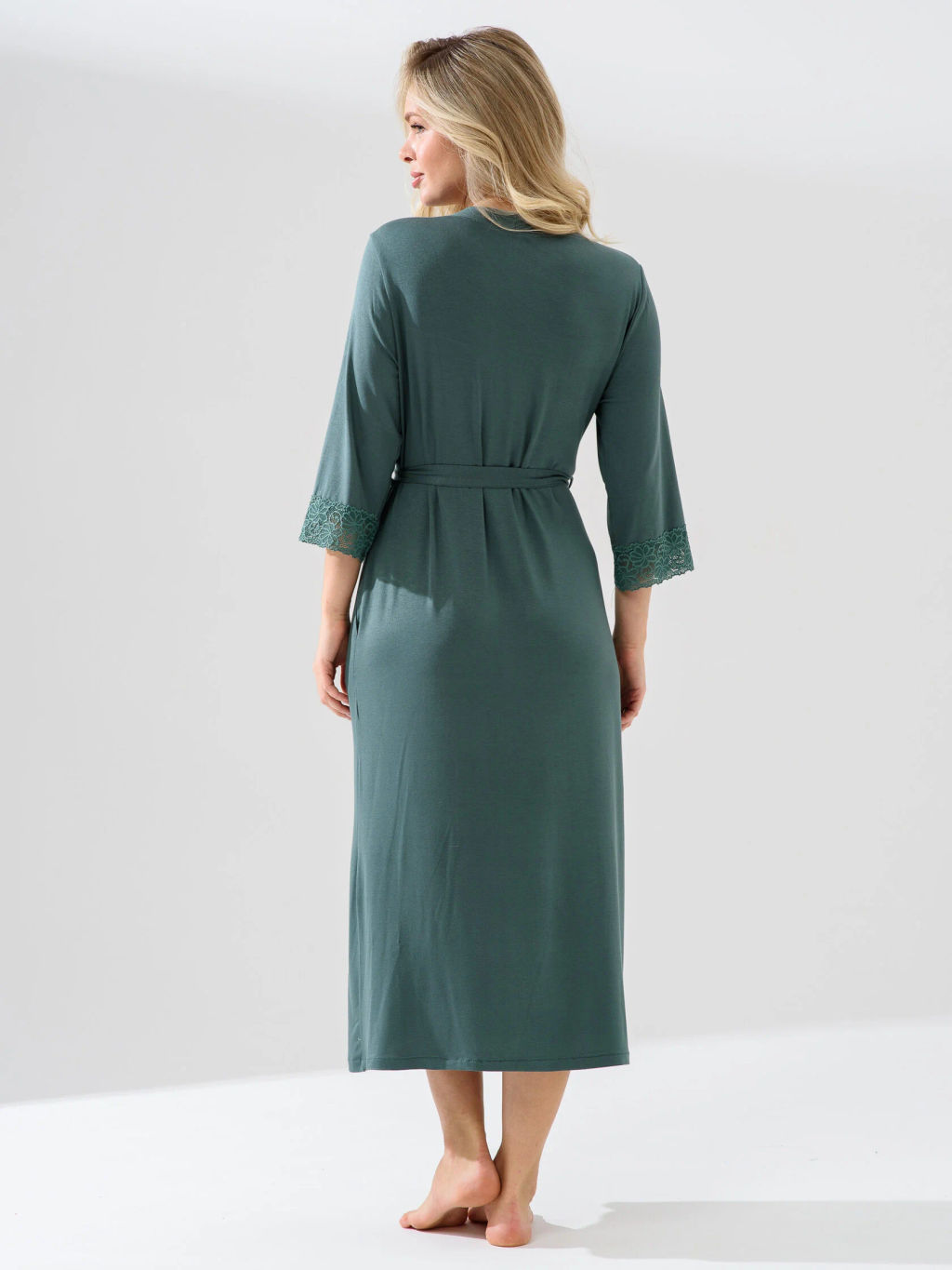 Халат Оптима Флирт из вискозы и лайкры зеленый  фото 5