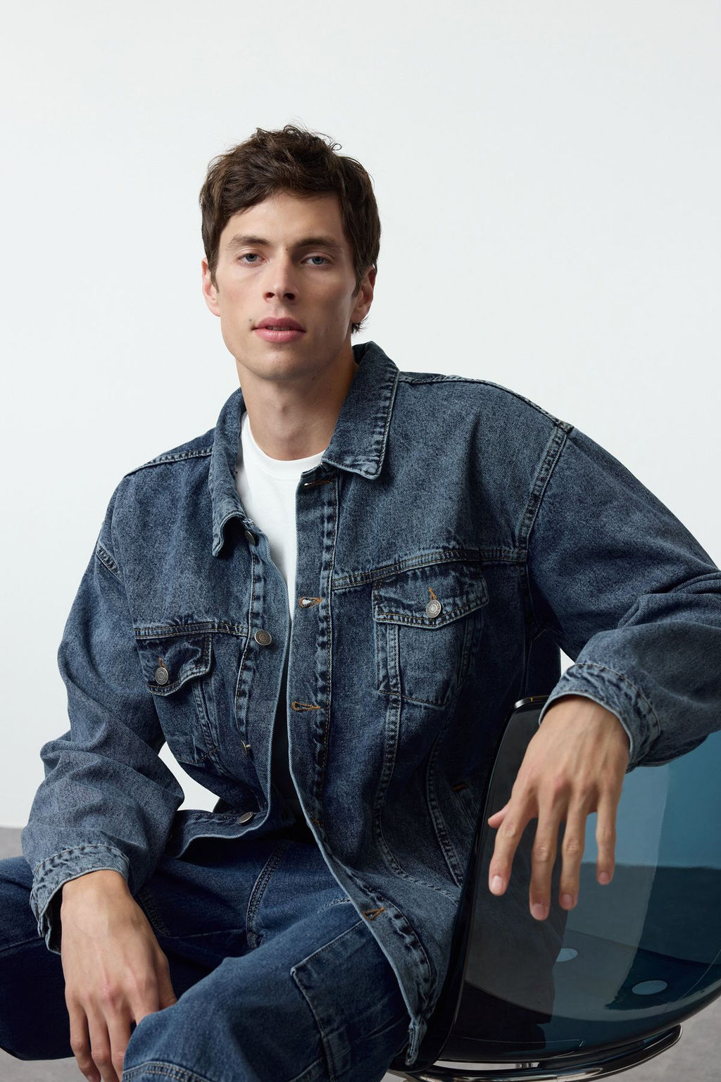 TRENDYOL MAN Ac?k Mavi Regular Ac?k Mavi Erkek Oversize Denim Kot Ceket TMNAW23CE00037 - Trendyolmilla фото 2