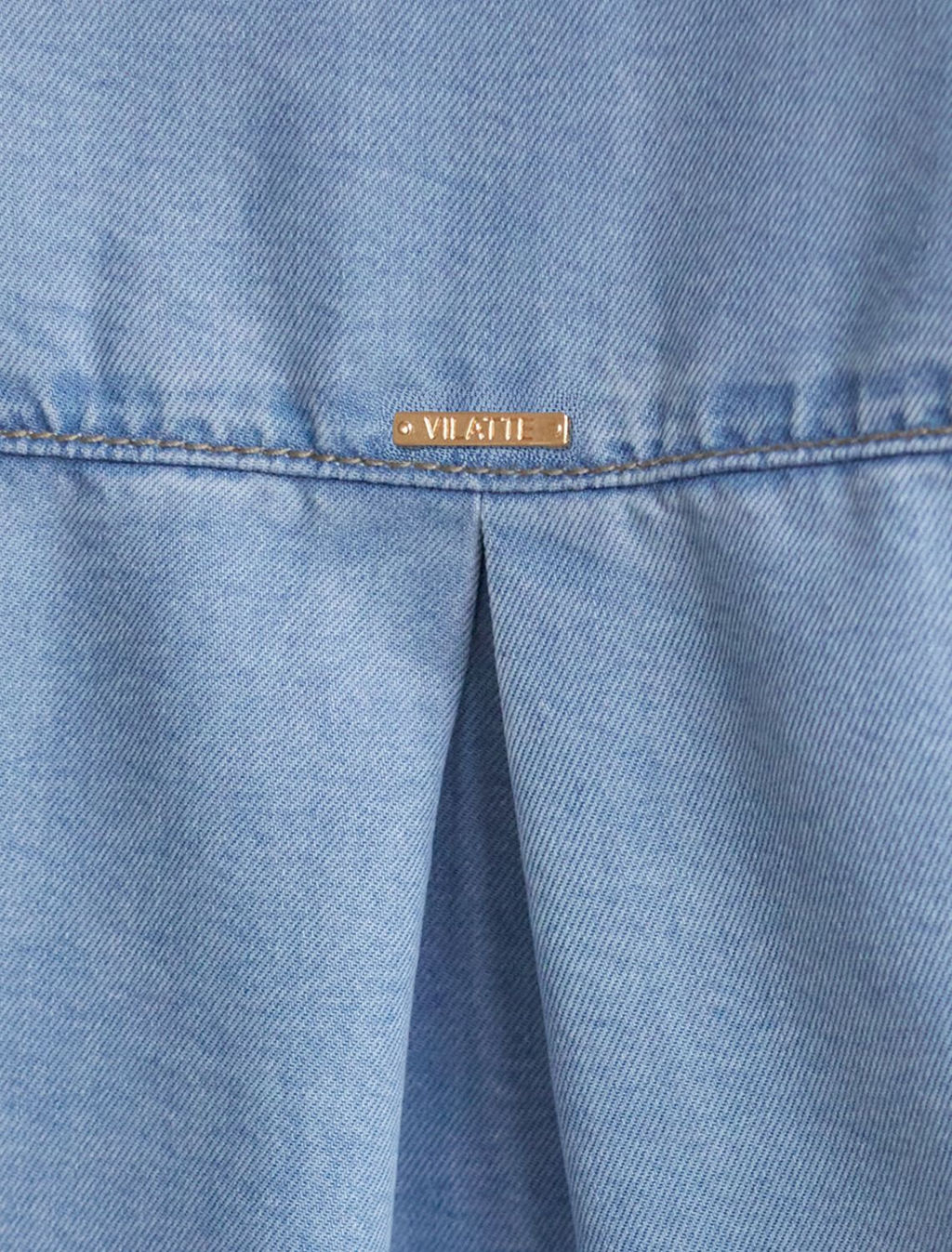 Укороченная блузка с кулиской из джинсового лиоцелла - Vilatte фото 5