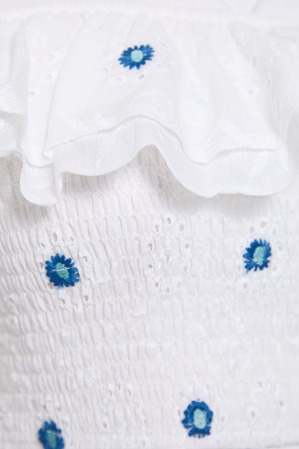 Beyaz F?rf?r Detayl? Brode Kumas Crop Dokuma Bluz TWOSS25BZ00154 - Trendyolmilla фото 8