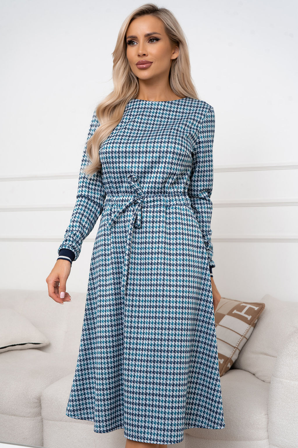 Платье Open Style 6354 зеленый/синий