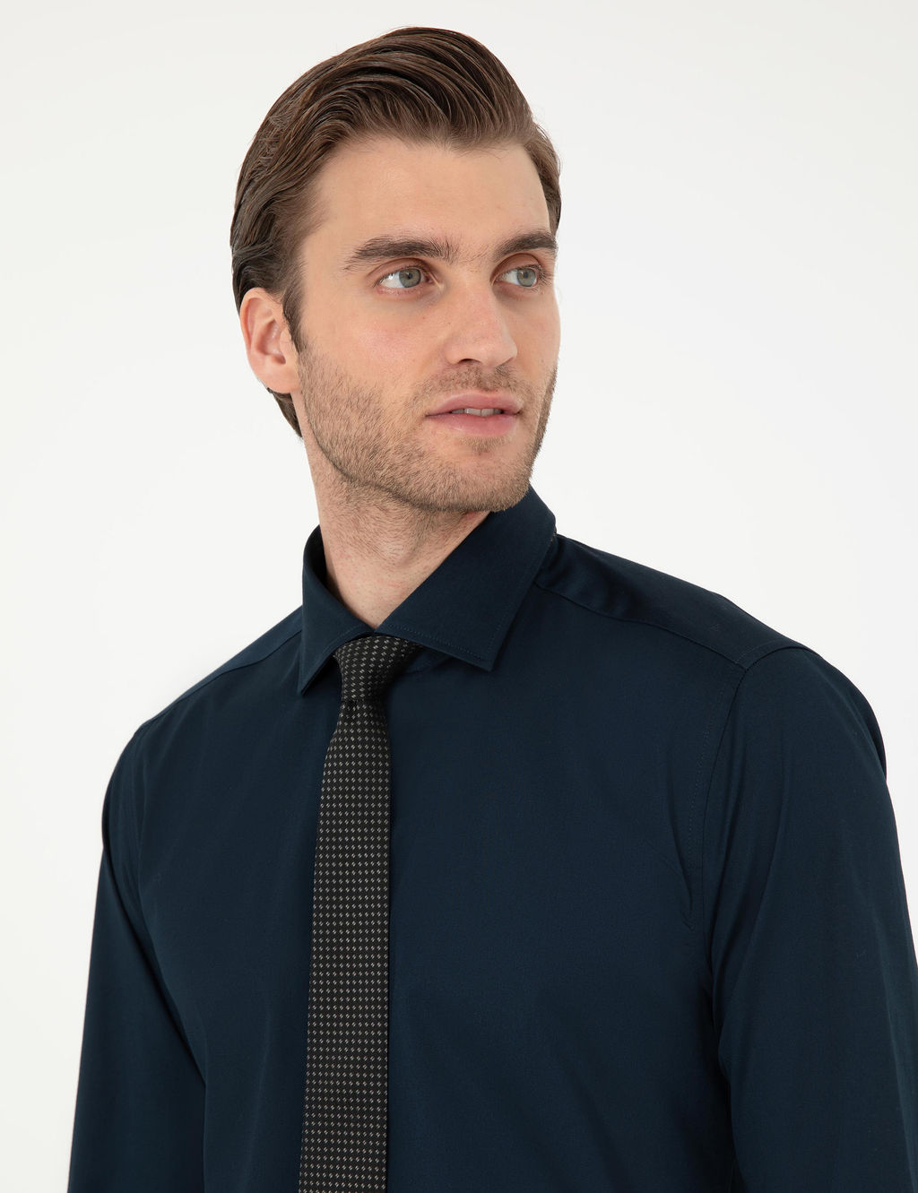 Lacivert Ex. Slim Fit Uzun Kollu Basic G_mlek