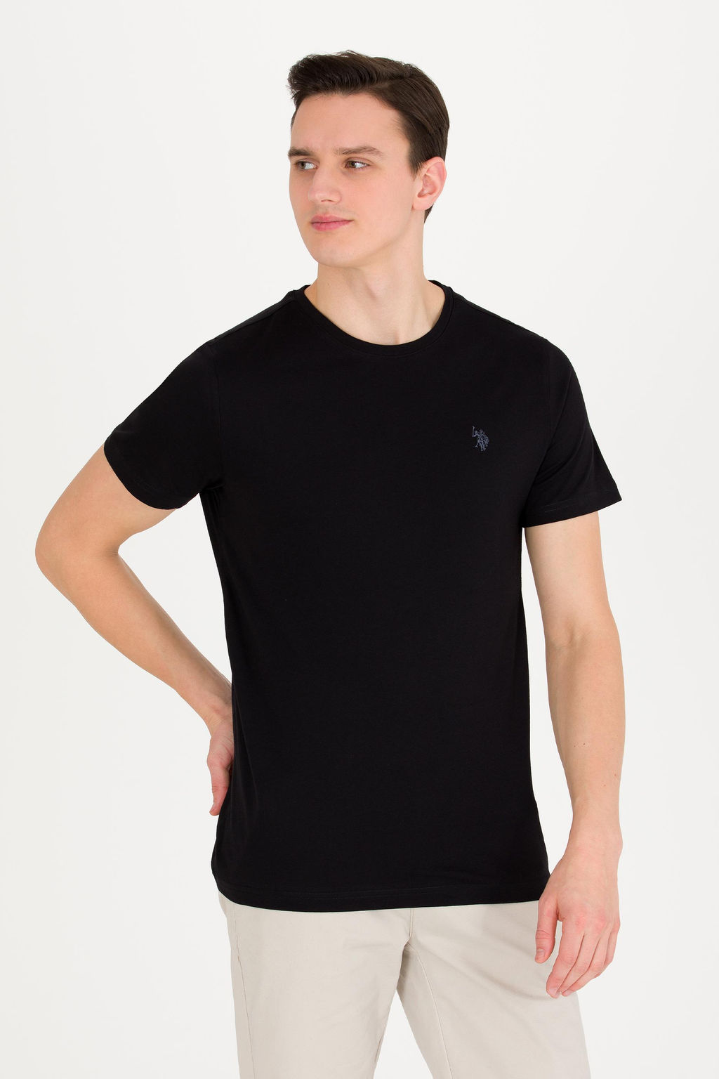 U. S. Polo Assn Мужская черная базовая футболка с круглым вырезом - U.s. polo assn фото 3