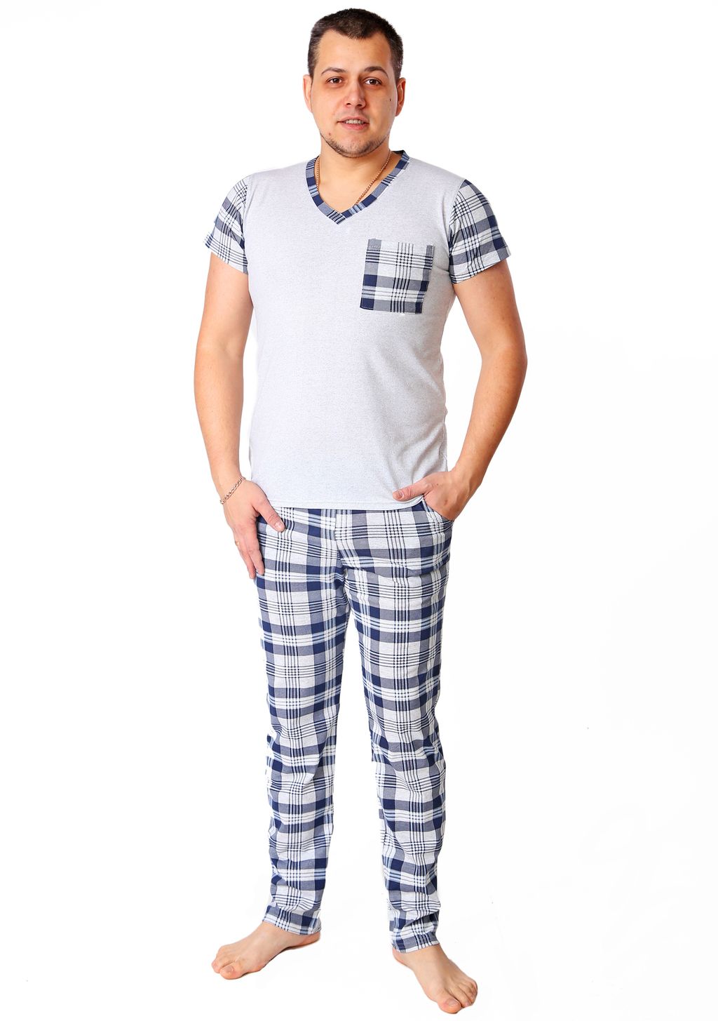 Костюм Бруно брюки клетка синяя - Марлен фото 2