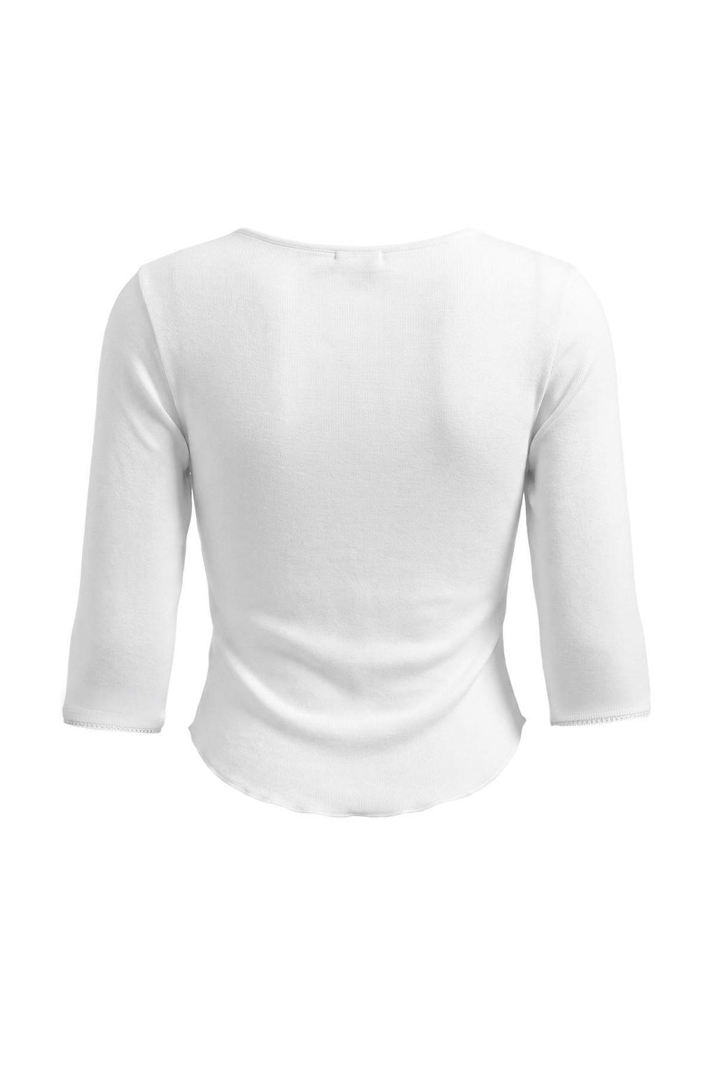 Ekru %100 Pamuk Truvakar Kol Bisiklet Yaka Crop Kol Ucu Detayl_ _rme T-Shirt TWOAW27TS00042 - Trendyolmilla фото 7