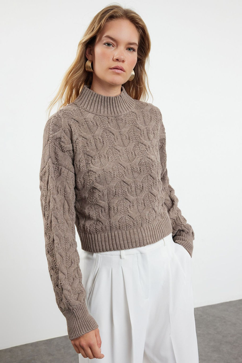 Vizon Crop Dik Yaka Triko Kazak TWOAW22KZ1634