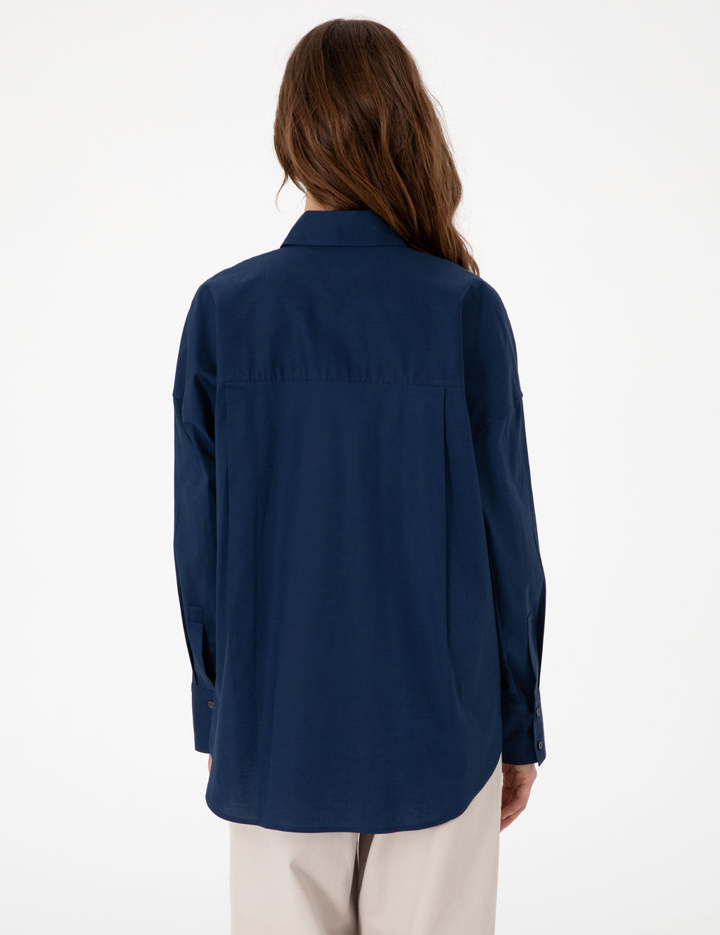 Lacivert Oversize Uzun Kollu G_mlek