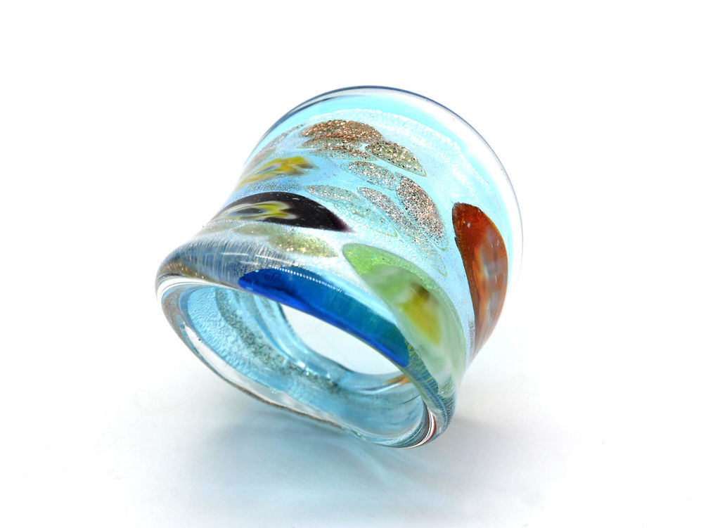 Кольцо с рисунком из муранского стекла модель 11 цв.голубой