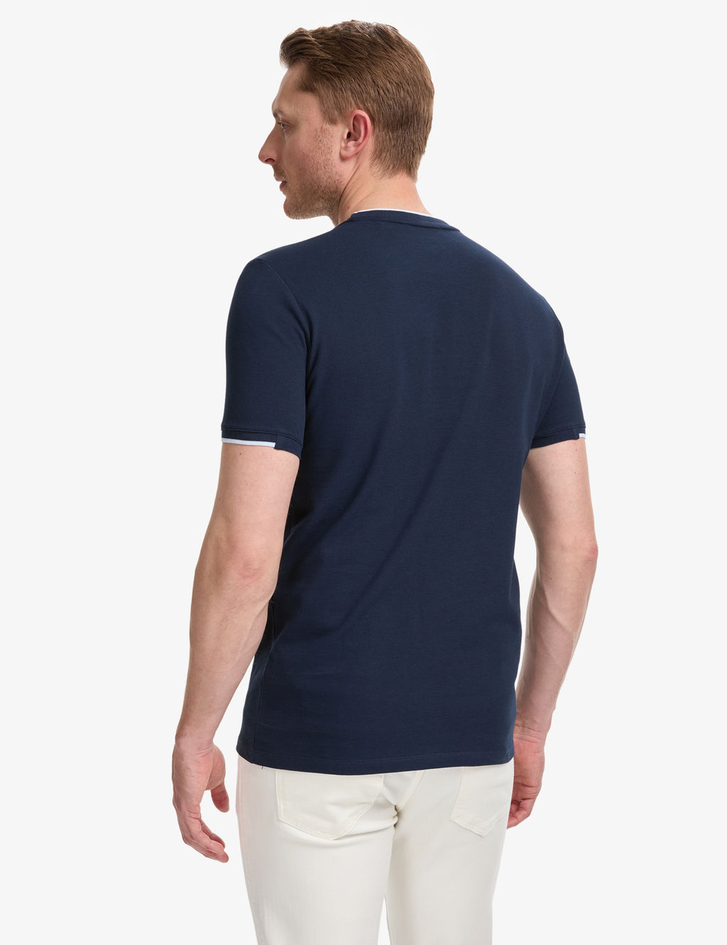 Lacivert Slim Fit %100 Pamuk Bisiklet Yaka Ti__rt
