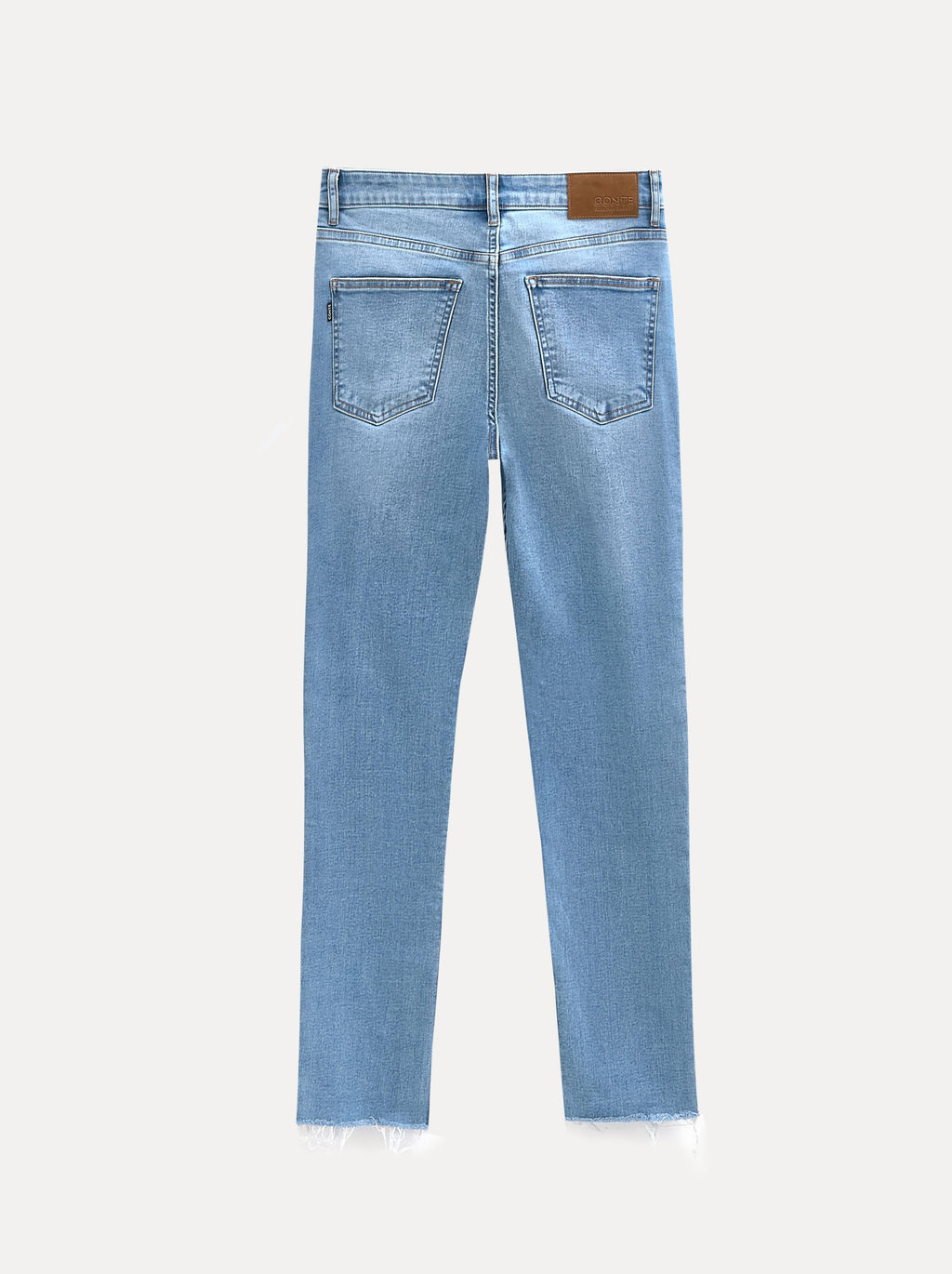 CONTE CON-720 Джинсы skinny с ассиметричным низом и эффектом разрушений light blue