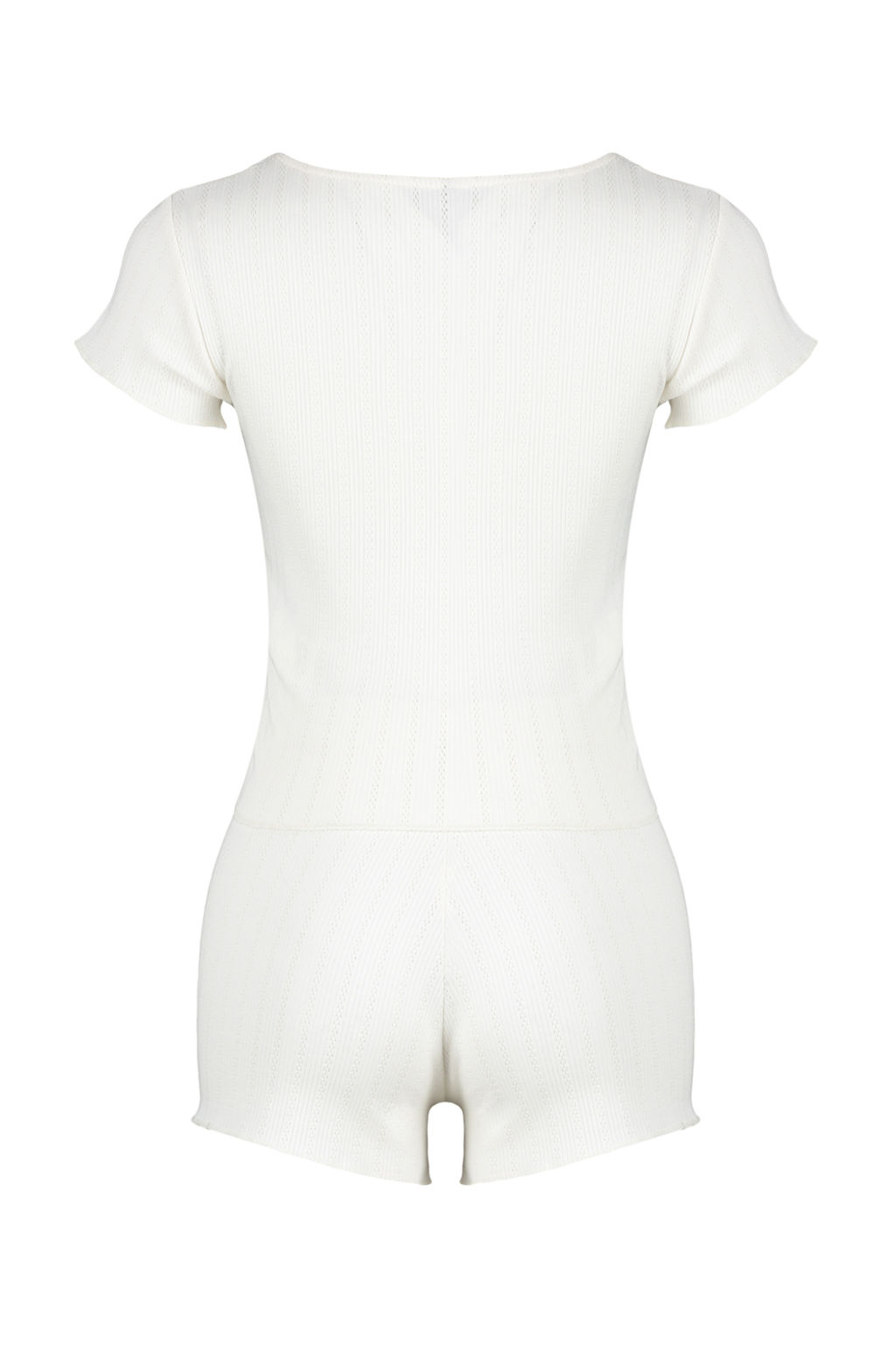 Trendyolmilla Beyaz Fitilli Ajurlu/Delikli Sortlu Orme Pijama Tak?m? THMSS24PT00154  фото 8