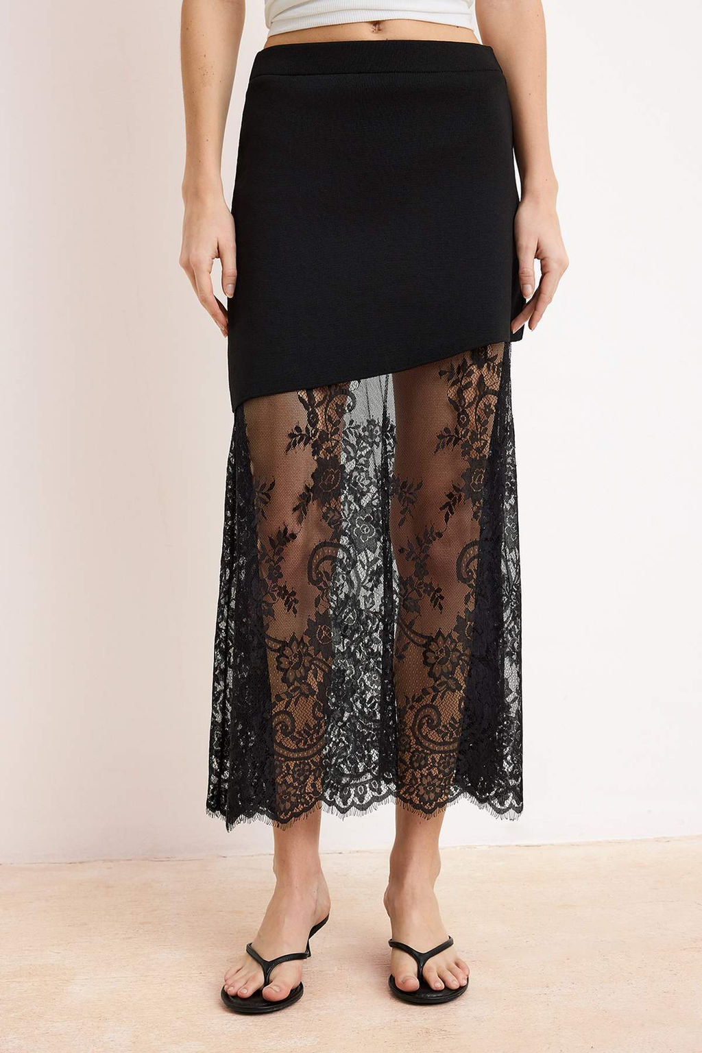 Siyah Dantel Detayl? Triko Etek TWOSS26ET00116 - Trendyolmilla фото 4