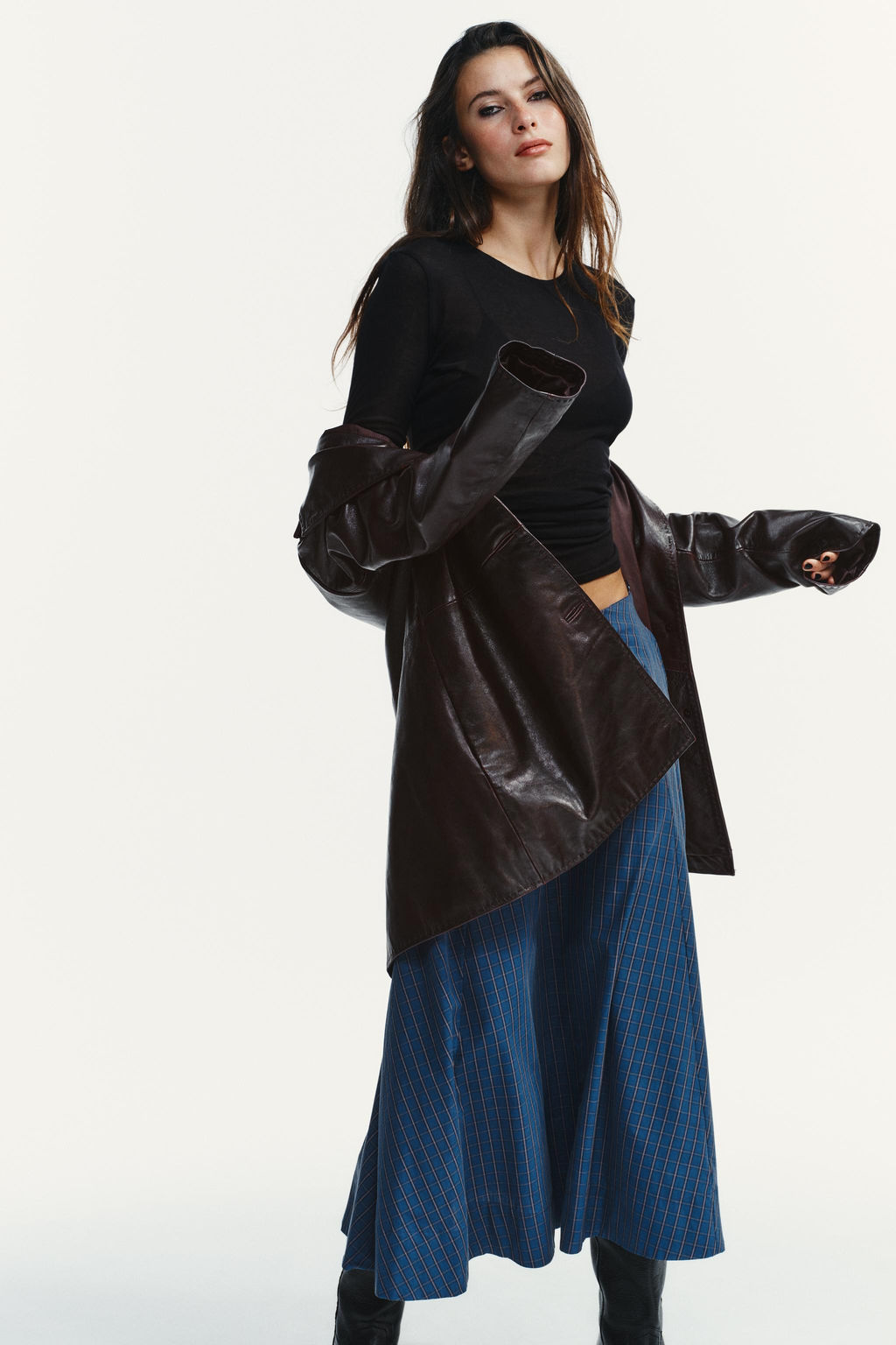 CHECKED PLEATED MIDI SKIRT - Zara фото 2
