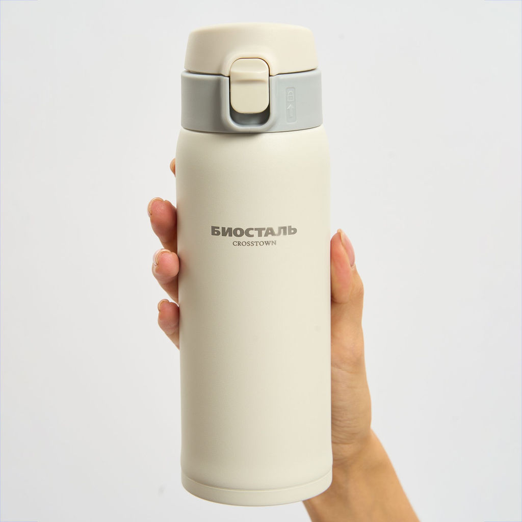 Термос-кружка 0,480 л "BIOSTALCROSSTOWN" цвет "БЕЛЫЙ" арт. NMR-480W