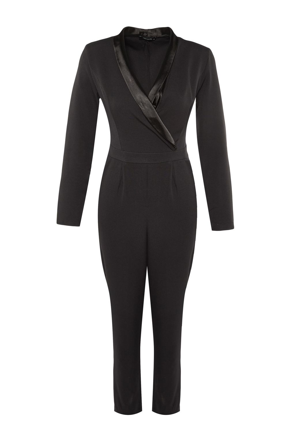 TRENDYOLMILLA Limited Edition Uzun Siyah Saten Yaka Detayl? Dokuma Tulum TWOAW23TU00052  фото 6