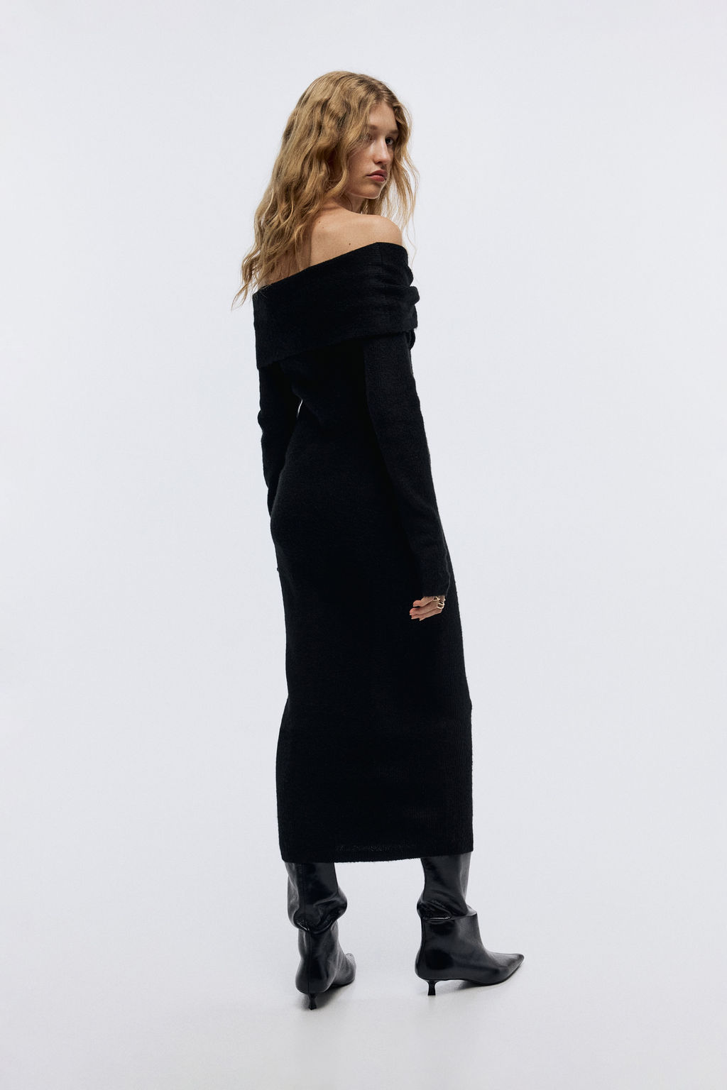 Vestido off-the-shoulder en punto fino - H&m фото 8