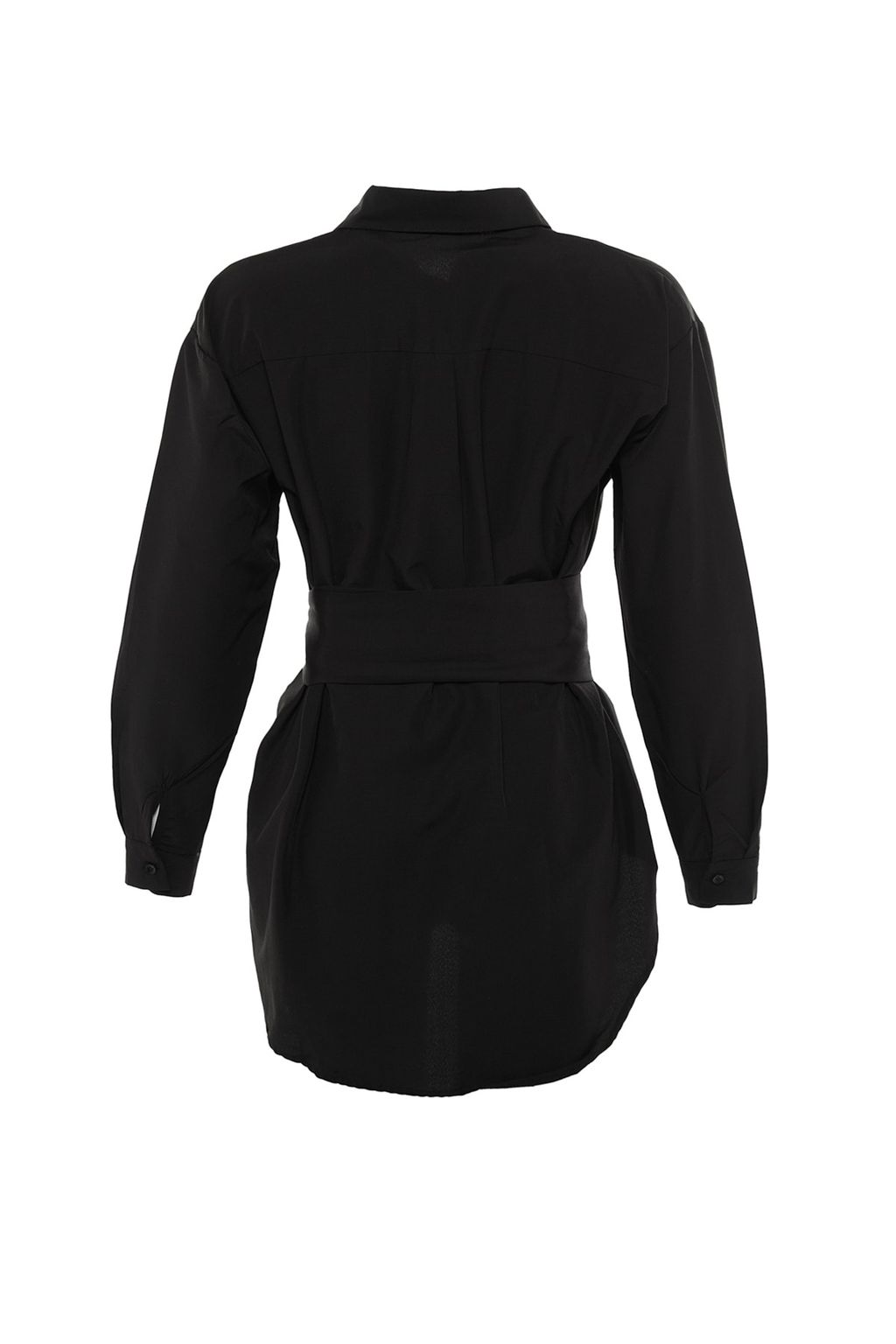 Siyah Kemerli Toka Detayl? Pamuklu Dokuma Gomlek TWOAW20GO0099