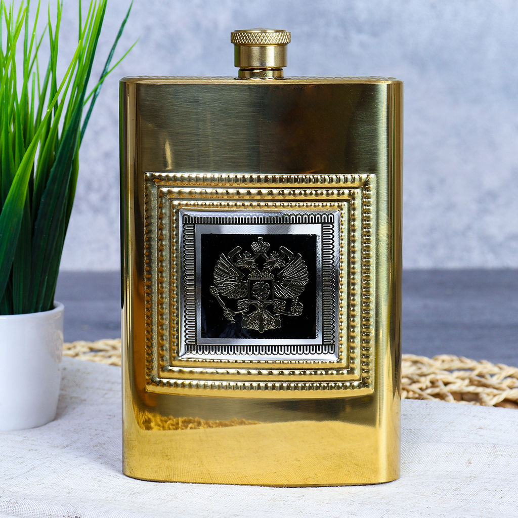 Набор подарочный Герб России фляжка 200 мл + 2 стопки 30 мл / FL-8 /уп 100/ п/у