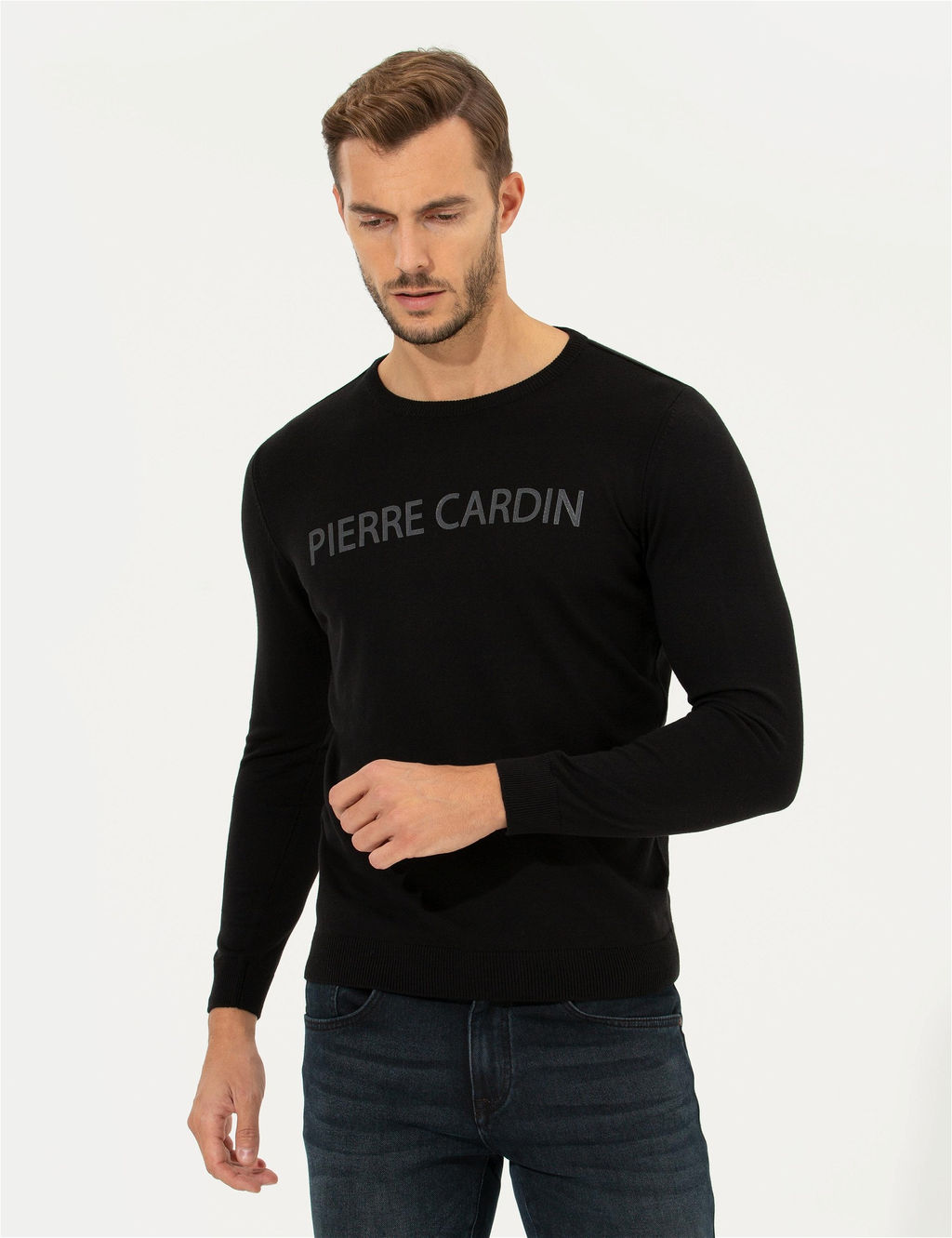 Siyah Slim Fit Bisiklet Yaka Triko Kazak - Pierre cardin фото 3